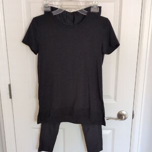 Runway Girls Black Active Set With Tee & Pants - XL/16